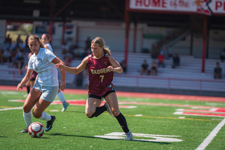 Klamath Community College Lady Badgers vs. Rogue Community College In late September at Klamath Union High School’s Modoc Field.